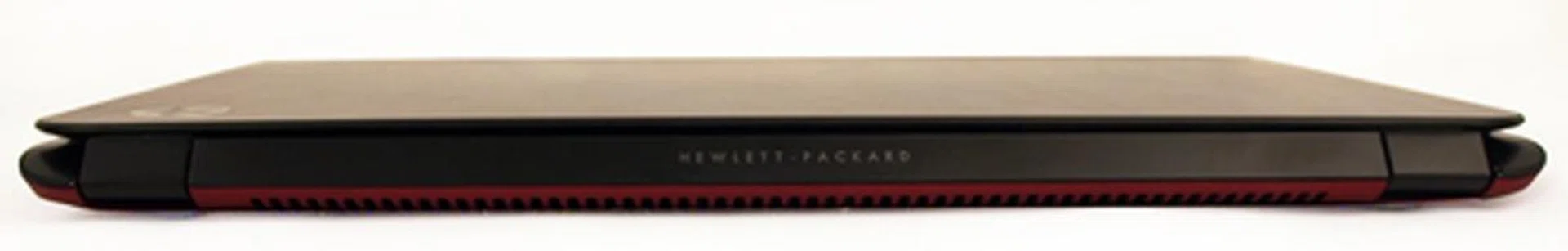 The back is free of ports, but it does have a row of vents and the full Hewlett-Packard branding.