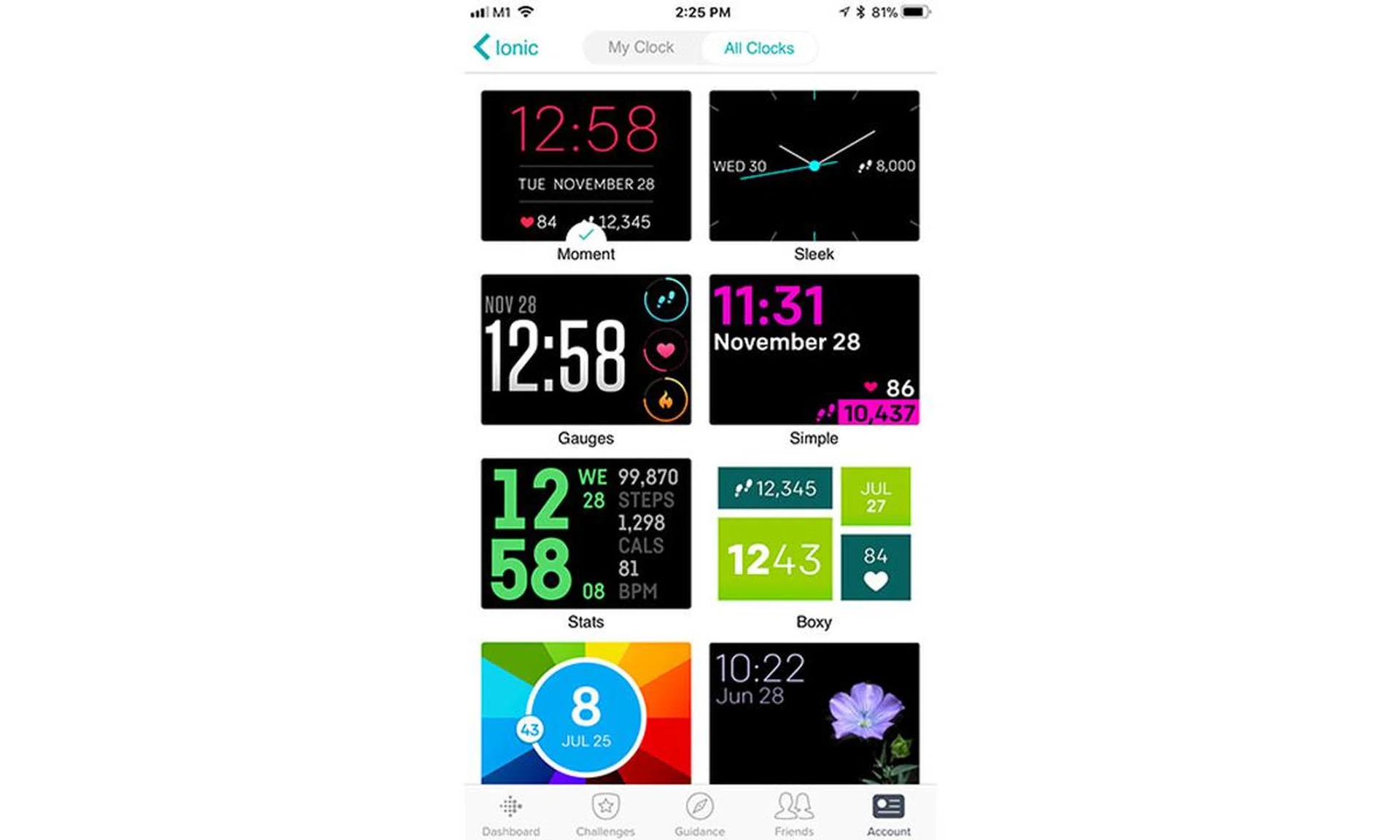 Switching watch faces is a laborious process that involves the app, downloading the face to the Ionic, and rebooting the watch.