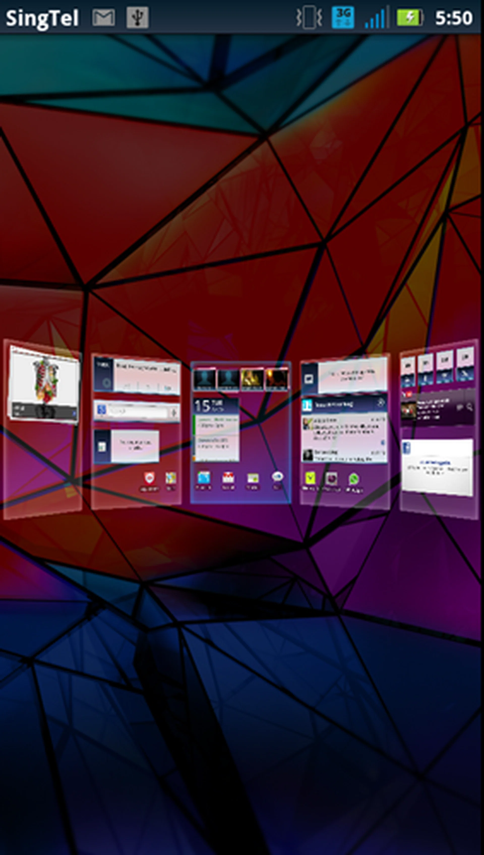 Simply click on the Home button while on the home page (center) to get an overview of all five pages,