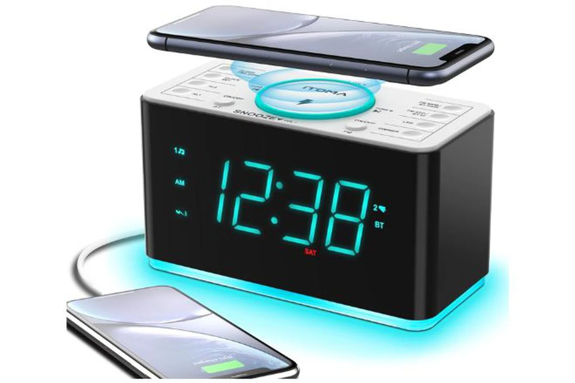 Itoma Alarm Clock Radio with 15W Wireless Charger