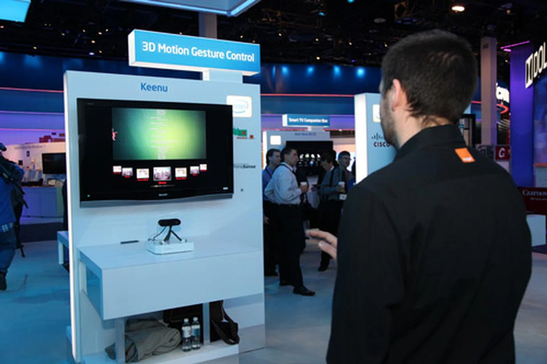 Future smart TVs with embedded Intel media processors would be able to recognize gestures. With this TV, you don't need a remote control.