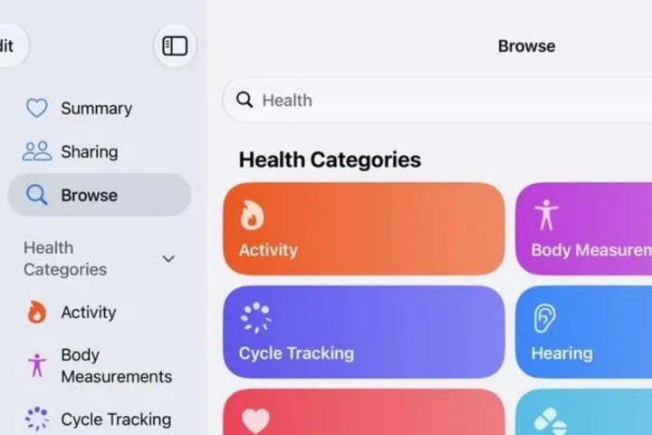 The Apple Health app in landscape mode on iOS 27.