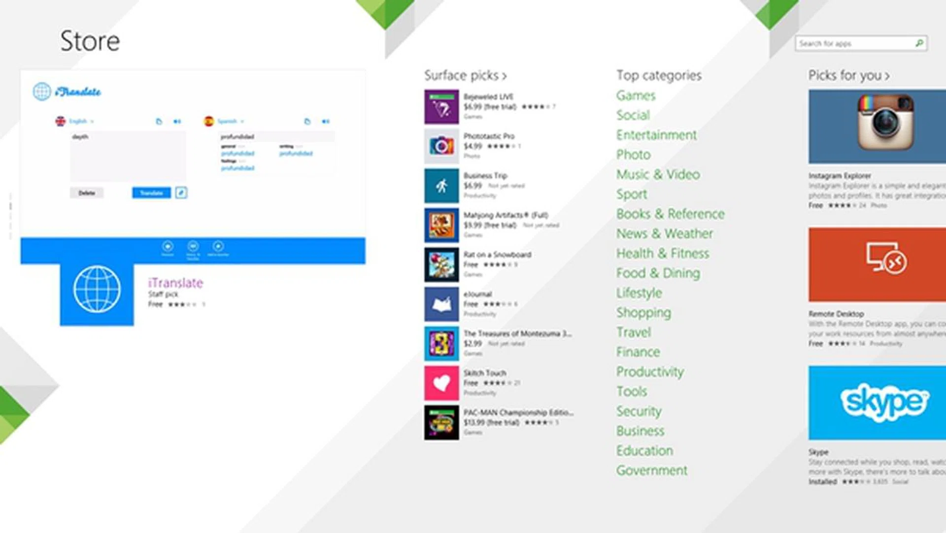 The Windows Store is growing, but it is still inferior to the selection offered in the Apple App Store and Google Play Store.