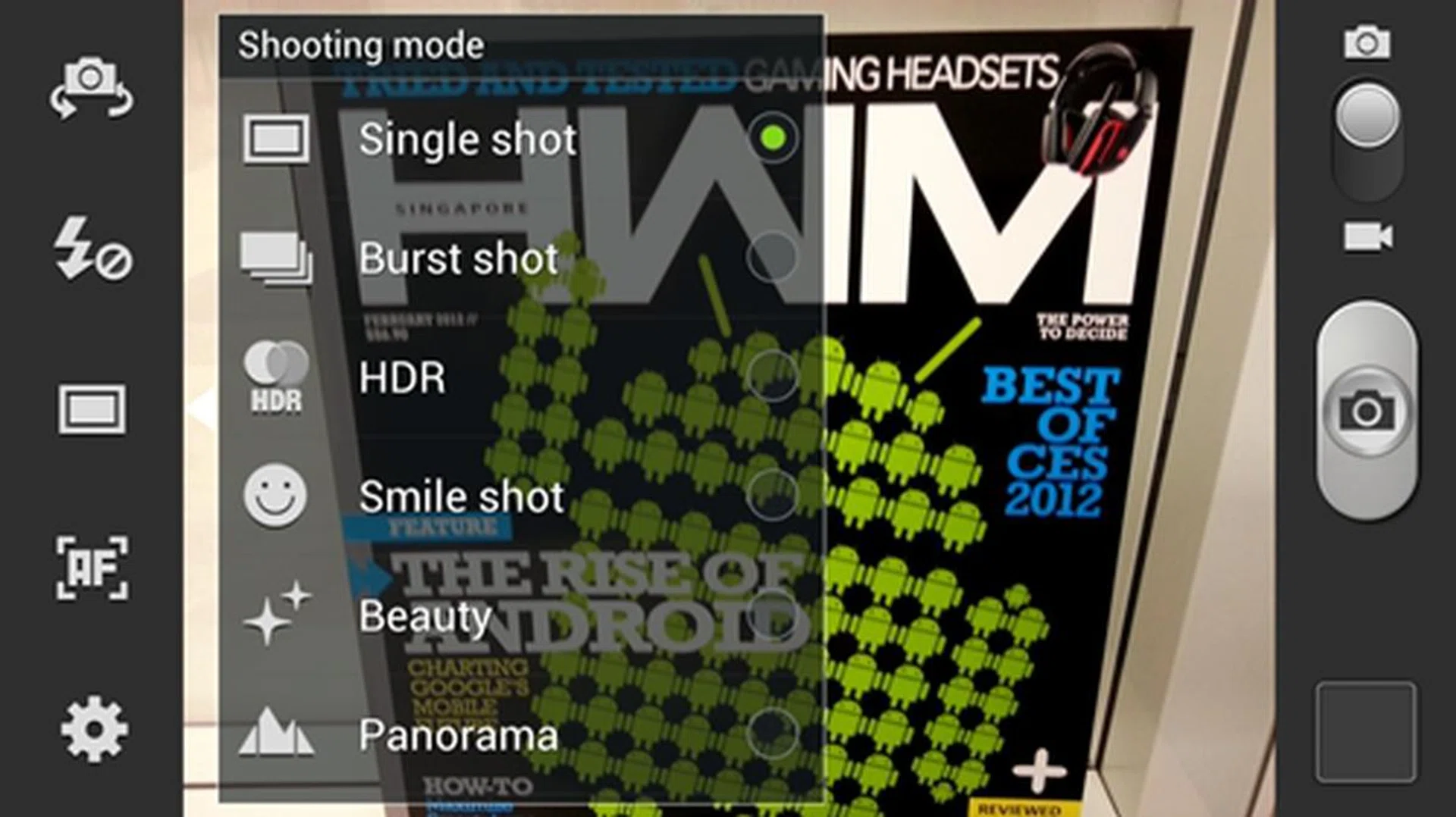The camera interface is pretty similar to what is offered on the Samsung Galaxy S II, with the exception of additional shooting modes of course. Like its predecessor, the four shortcuts on the right can be customizable and tailored specifically to your needs.