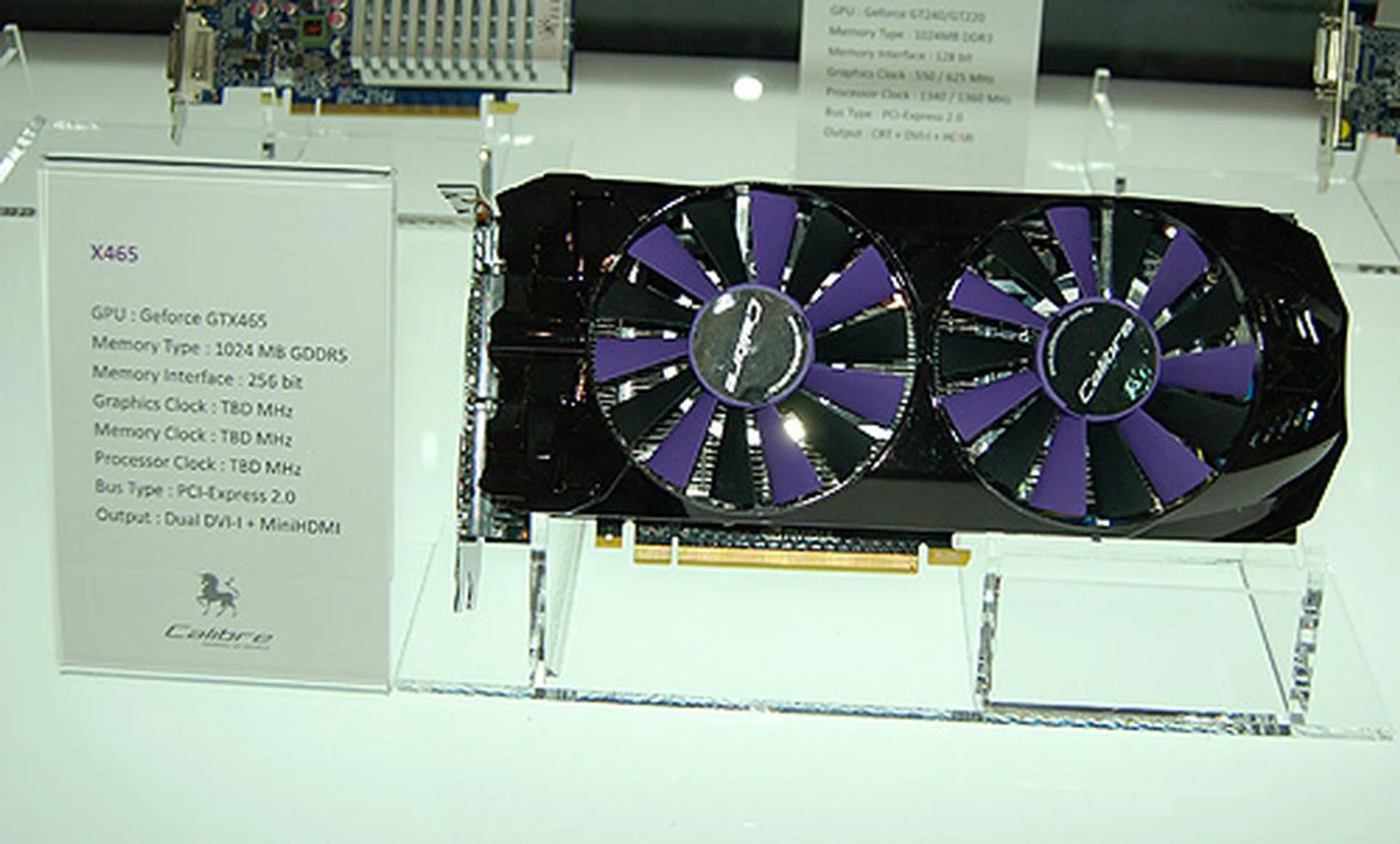 We spotted NVIDIA's latest GeForce GTX 465 card at the booth.