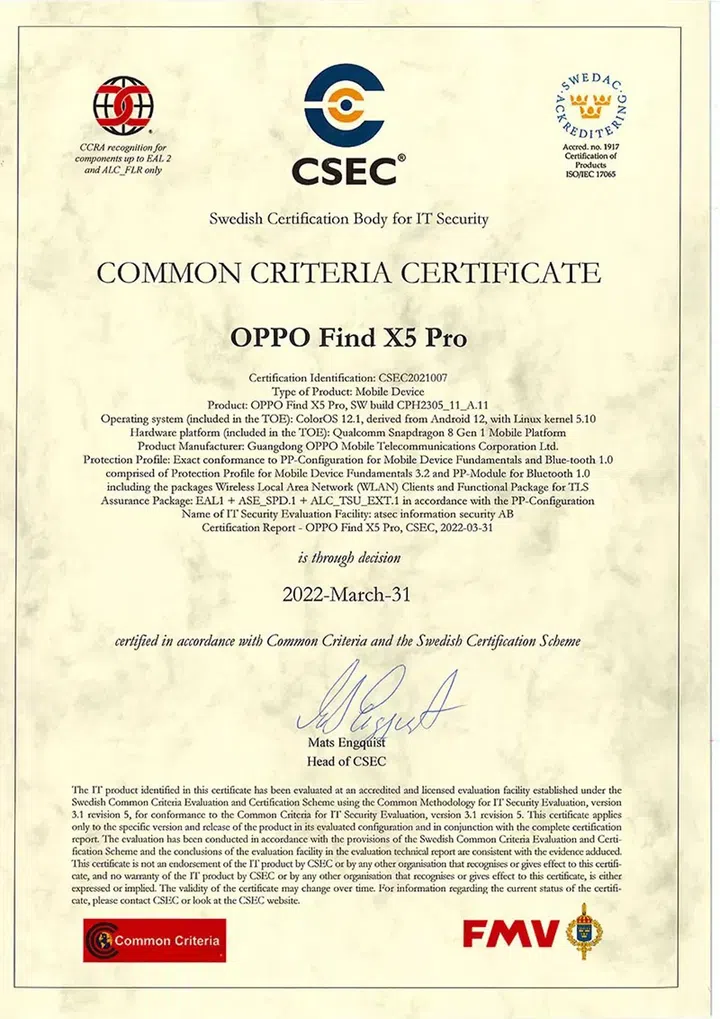 The certificate in question.