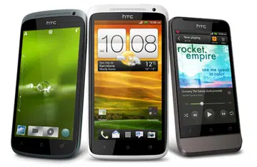 The HTC One series. From left, HTC One S, HTC One X and HTC One V. (Image source: HTC)