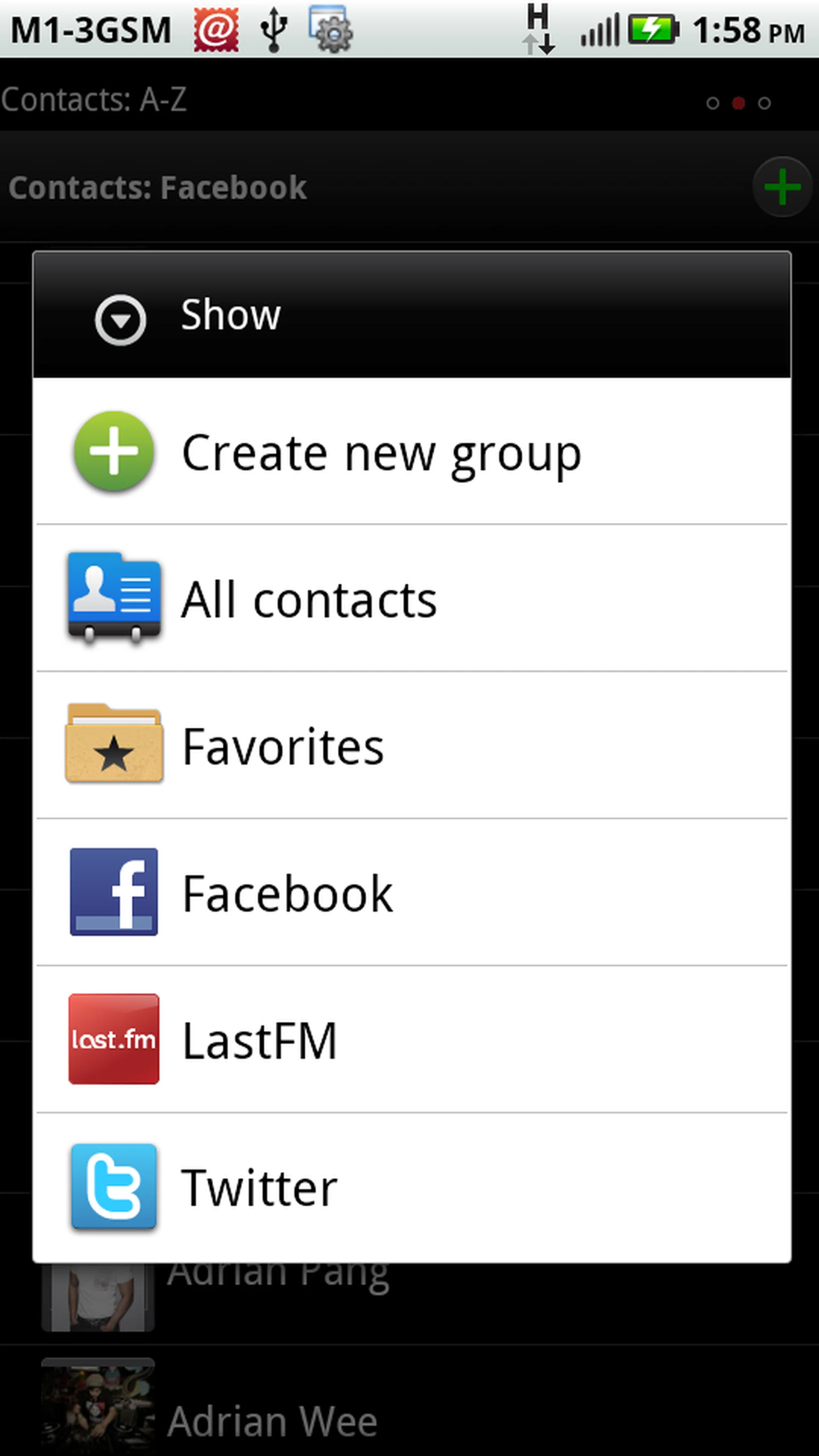 You can choose to display certain groups of contacts under your miscellaneous synced accounts or all of them.