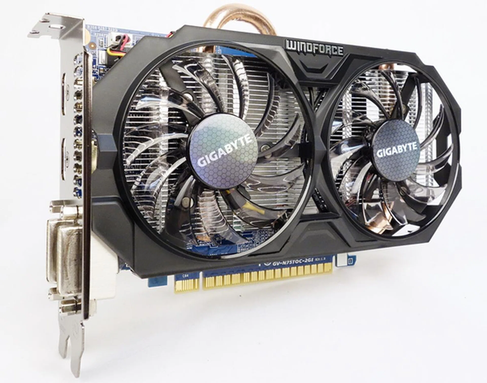 The Gigabyte GeForce GTX 750 Ti Windforce OC features the Windforce cooling system.