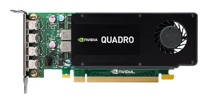 The Quadro K1200 is a half-height professional graphics card with 512 CUDA cores in its GM107 GPU SKU, 4GB graphics memory and has a 45W thermal design profile.