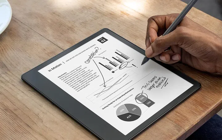 Amazon Kindle Scribe with included, battery-free stylus called Pen.
