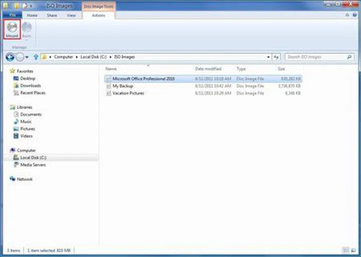 (Mounting an ISO file)