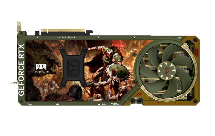 The special edition graphics card comes as part of ASUS's celebration of 30 years of graphics cards, and comes in a special Doom: The Dark Ages bundle. Photo: ASUS.