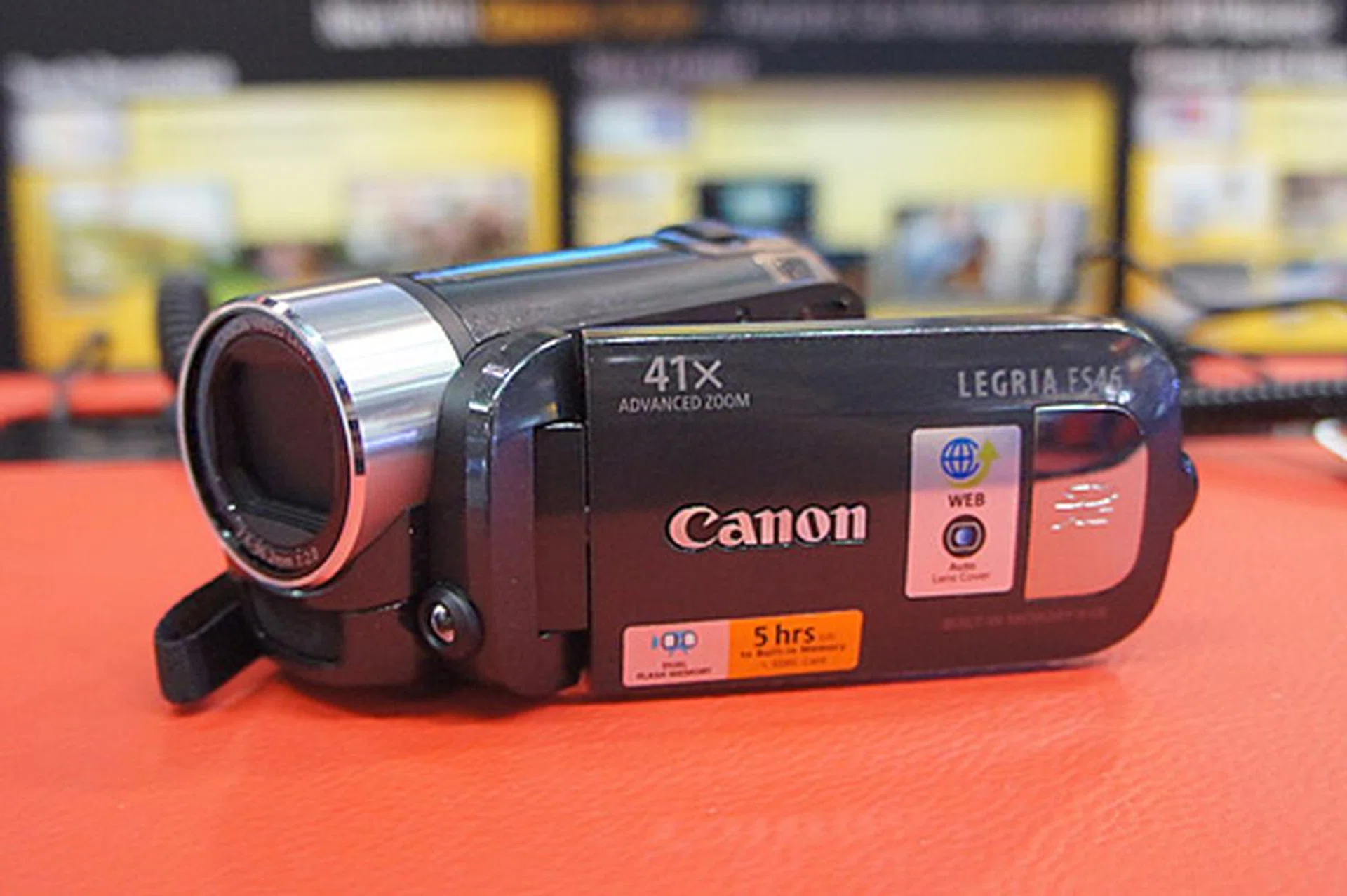 The LEGRIA FS46 is very similar (220g, 41x Advanced Zoom, 2.7-inch LCD) to the FS406, but the former comes with 8GB of internal memory. It's selling for $599, and freebies include an extra battery, two SD cards (8GB and 16GB), and a video bag.