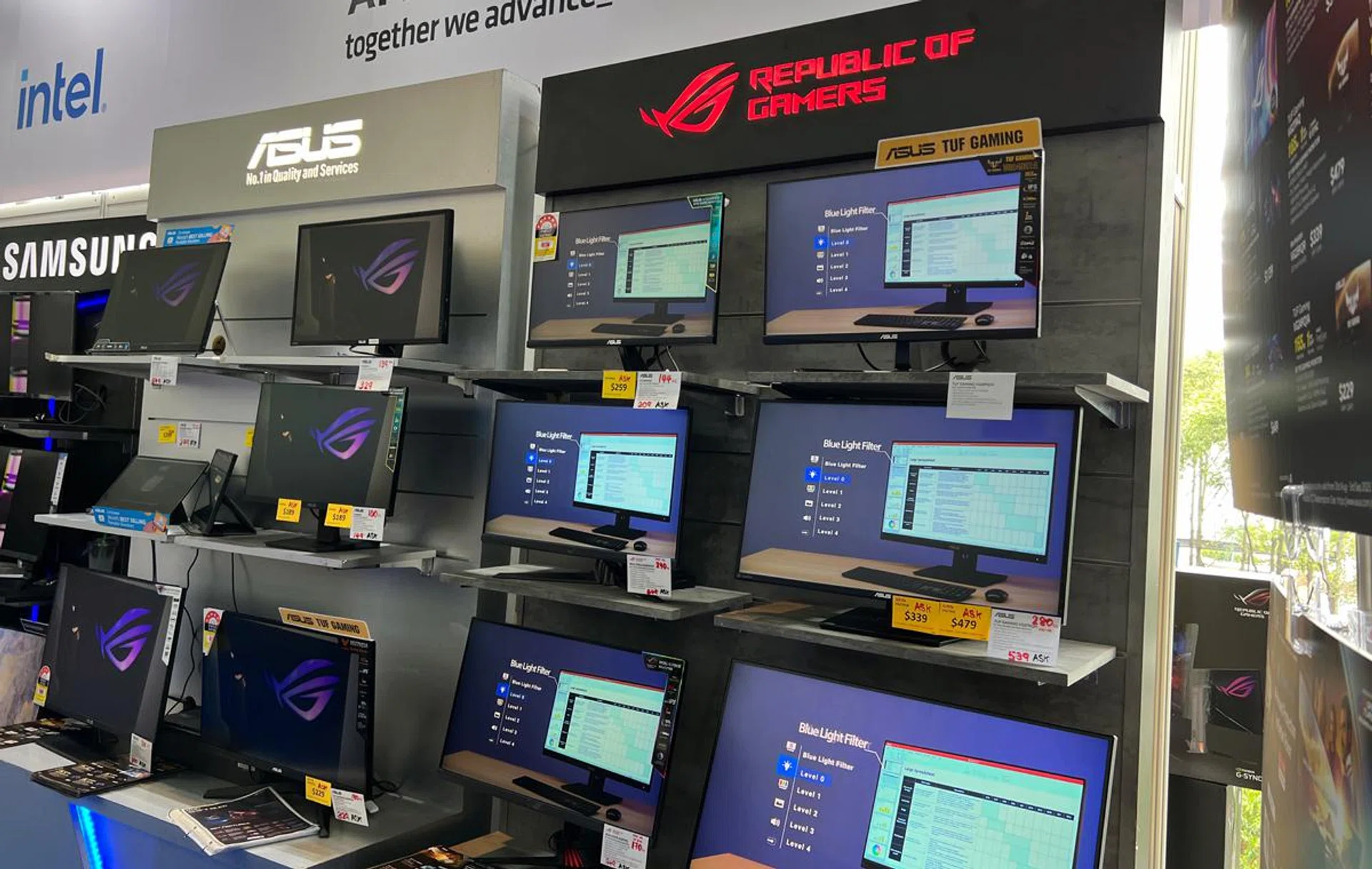 ASUS ROG Swift PG48UQ isn't on display at the booth, sadly.