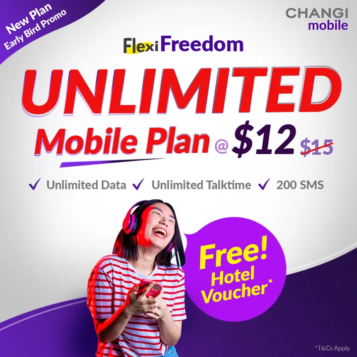 Flexi Freedom, a new Changi Mobile plan featuring "unlimited" data.