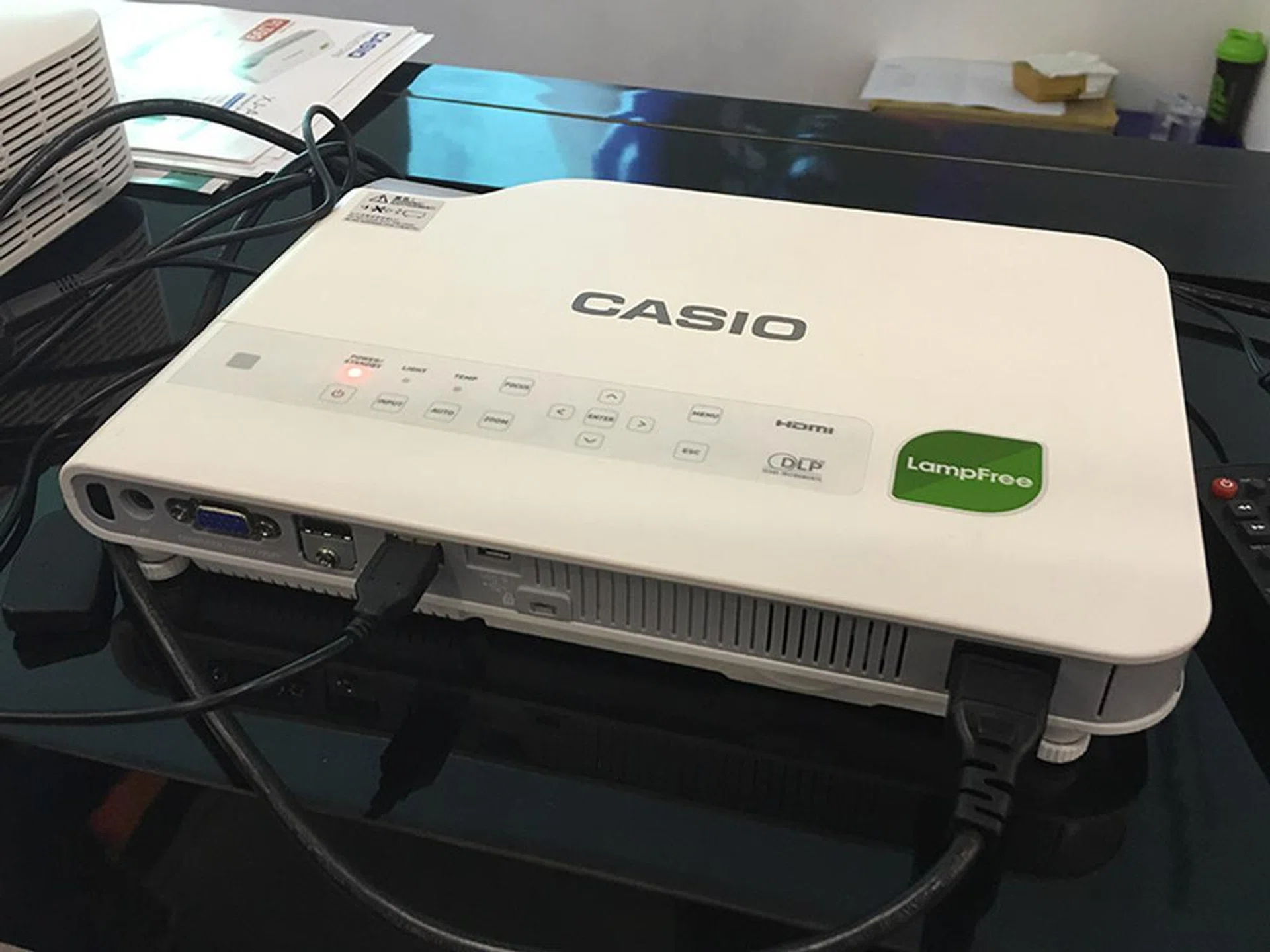 If you're looking for a projector with a long lifespan, the Casio XJ-A147 is an ideal candidate because it's a lamp-free hybrid projector with a light source that lasts up to 20,000 hours. This XGA model is going for $1,399 and comes with a free EZ Cast Wi-Fi display adapter, carry case, and $80 Capitavouchers.