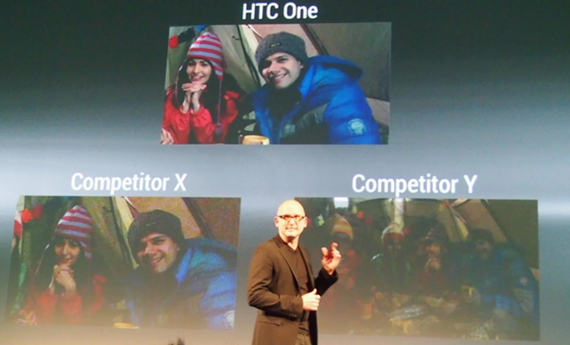 Here are the comparison images that HTC showed during the launch event. X and Y are touted as two of the most popular competing smartphones. No prizes for guessing the phone models!