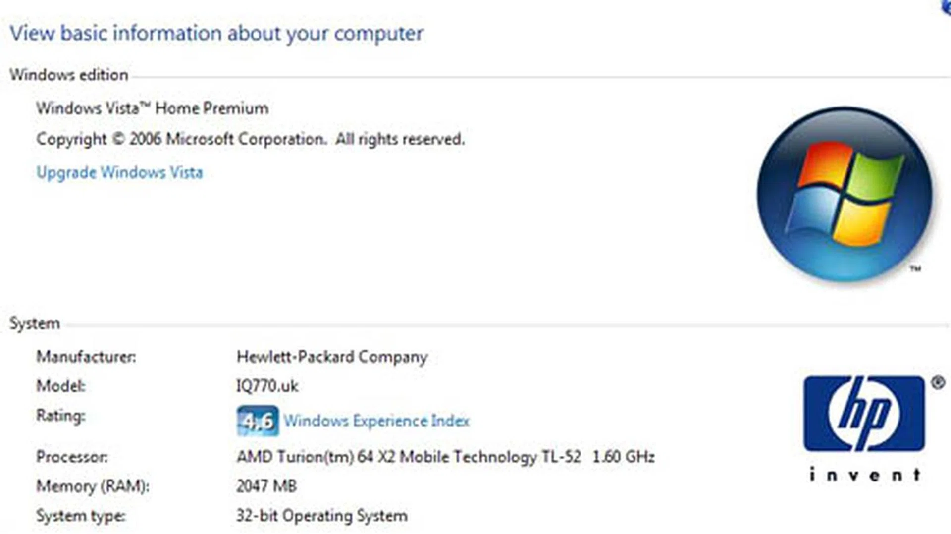 A very decent score of 4.6 on the Windows Vista Experience Index, which maxes out at 5.9 currently. 