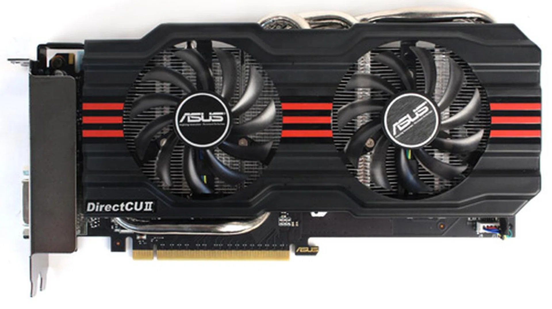 The ASUS GeForce GTX 660 is the largest of our cards, measuring 267 x 145 x 35mm. It's still quite compact though, and easily fits within two slots.