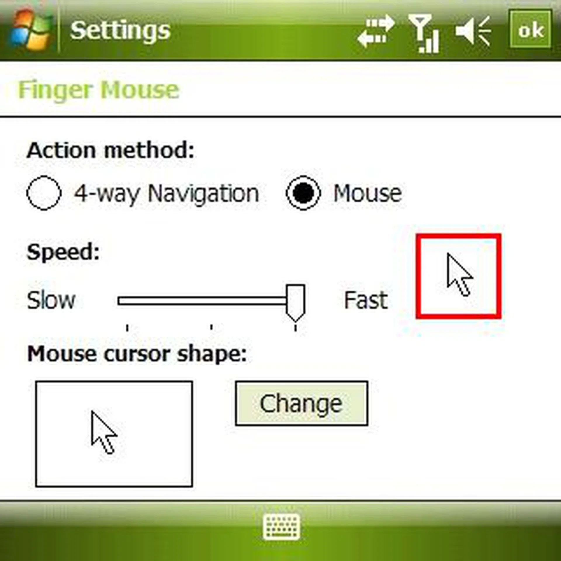 Go to Settings and select the System tab, followed by Mouse Pointer, and you'll be able to switch the navigation mode of the touchpad. Notice the mouse pointer highlighted in red, which is used for navigational purposes.