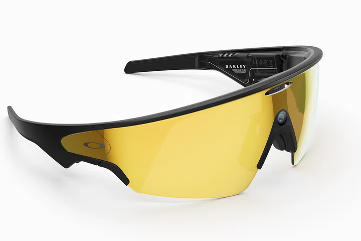 Oakley Meta Vanguard with a bright yellow lens tint. 