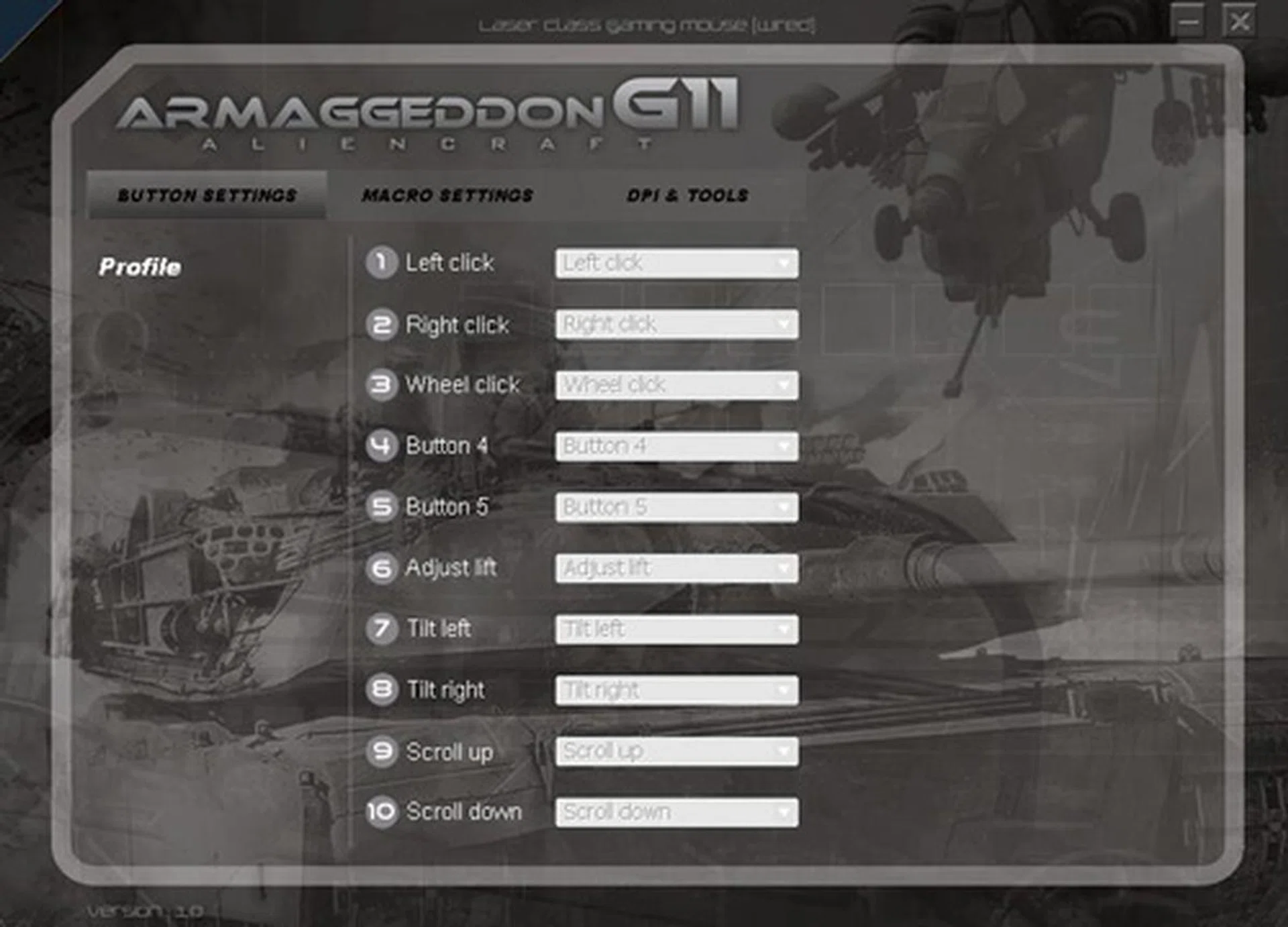 Unlike the mouse itself, the Armageddon G11 software is simple and easy to use.