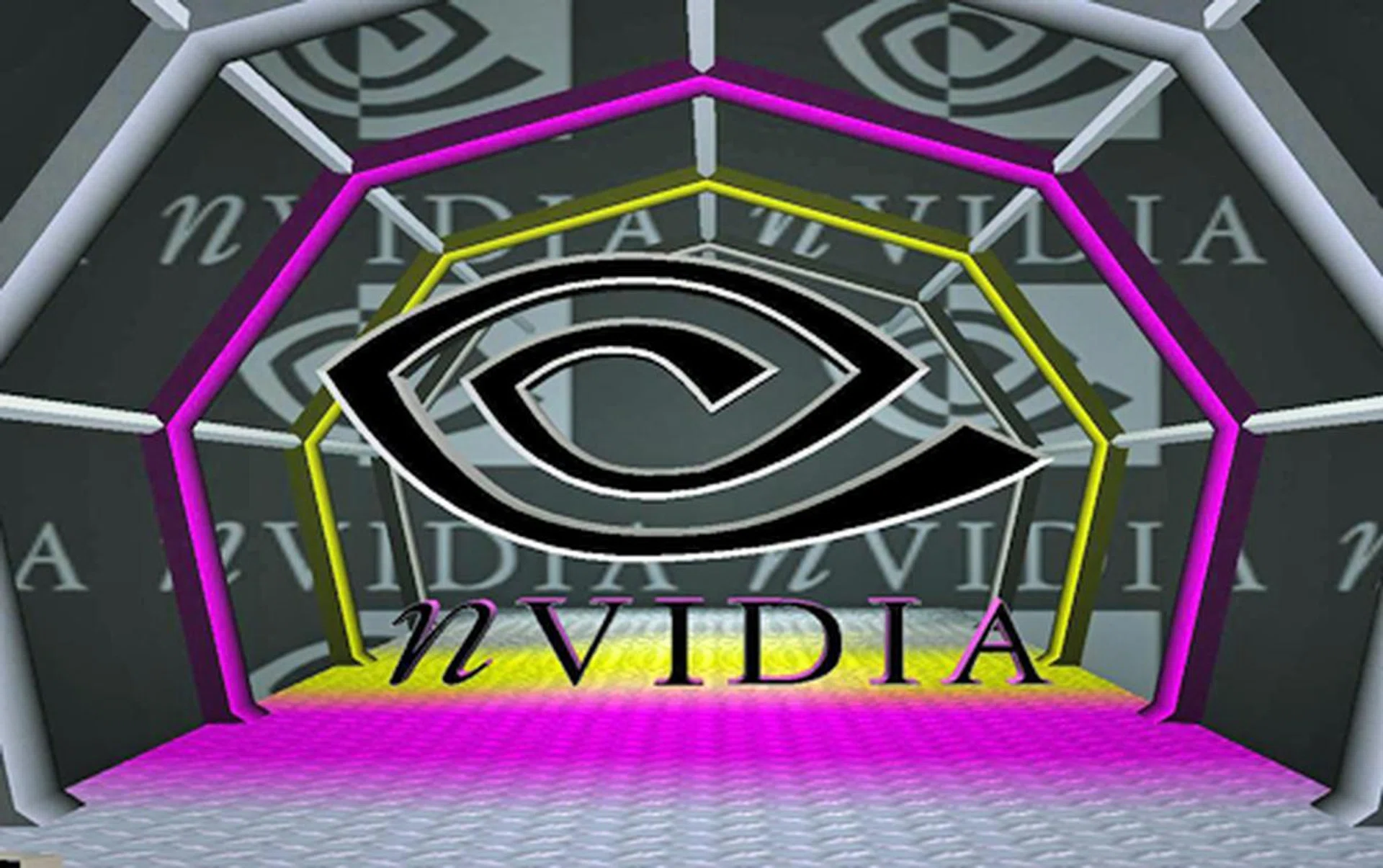 This image was obtained by using Printscreen, therefore you can't see the 3D stereoscopic effect at work here. But if you could, the words NVIDIA would appear as if they are floating just off the screen.