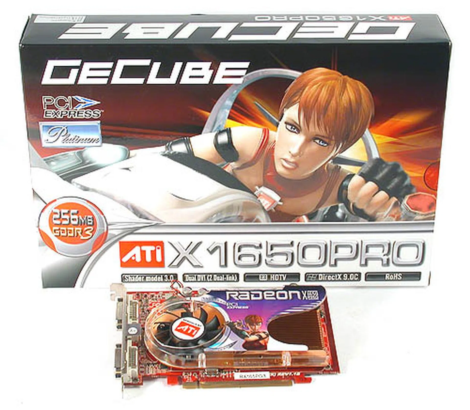 GeCube is quick out of the blocks for its Radeon X1650 PRO Platinum, which gets its 'Platinum' from its slightly overclocked memory frequency.