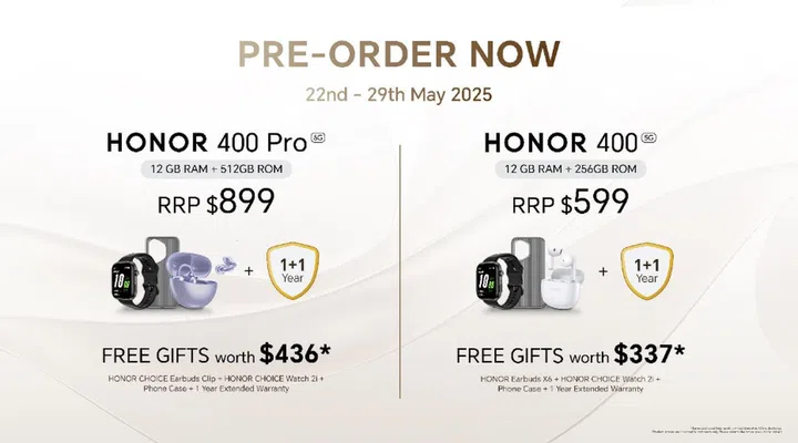 Buying the Honor 400 series in Singapore, with promotions included. Image: Honor Singapore.