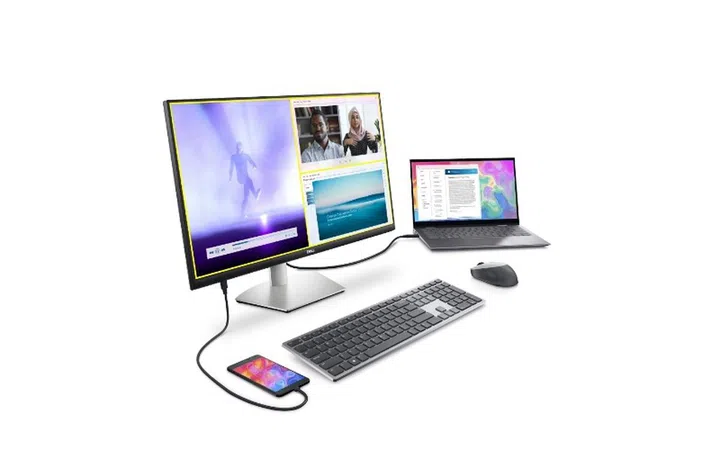 Keep your desk tidy with every centred around the USB-C enabled S2722QC. Image courtesy of Dell. 