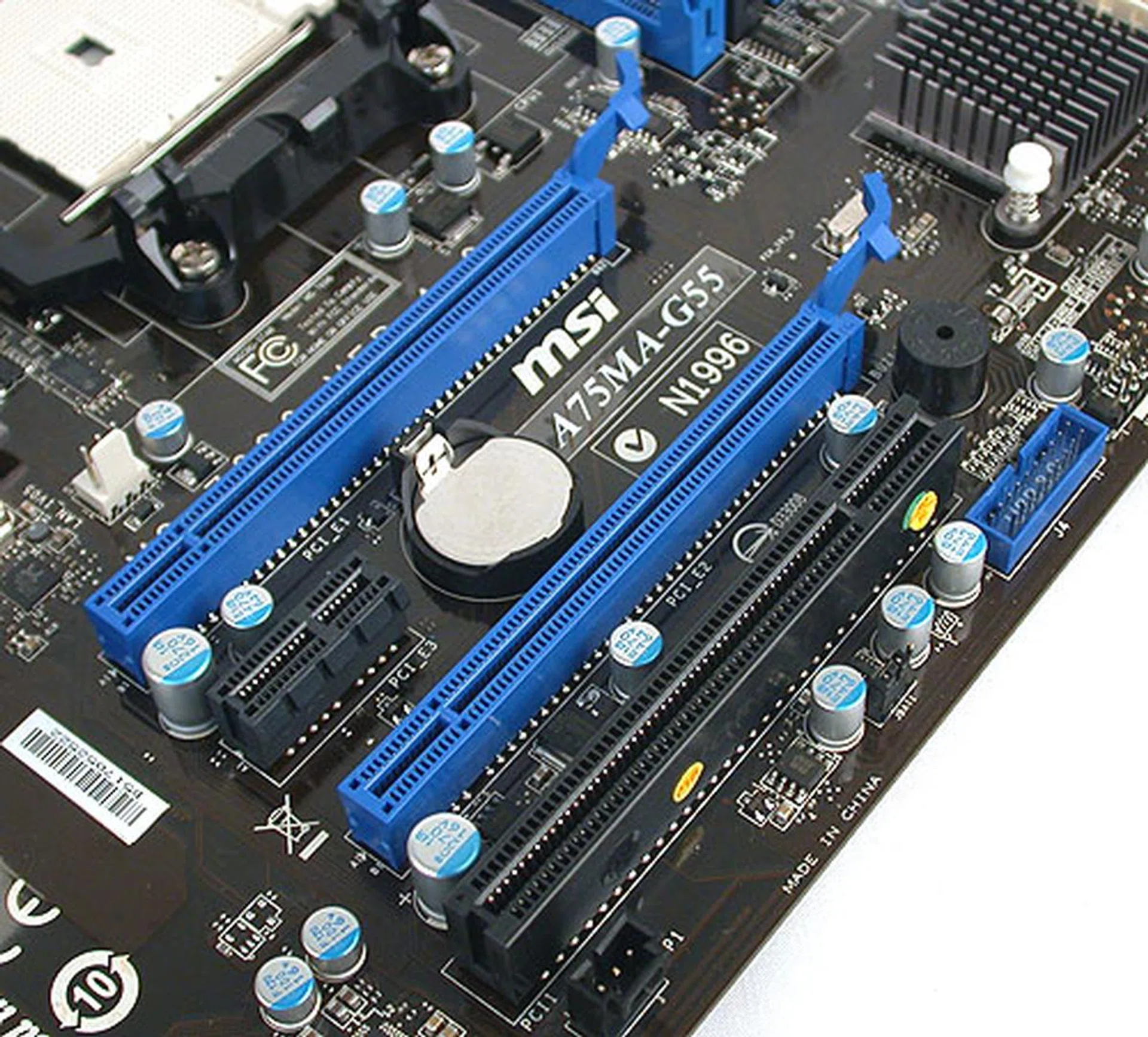 MSI manages to fit two PCIe 2.0 x16 slots but only the first slot has 16 lanes of bandwidth. The second just comes with four. And there's no mention of CrossFireX support either.