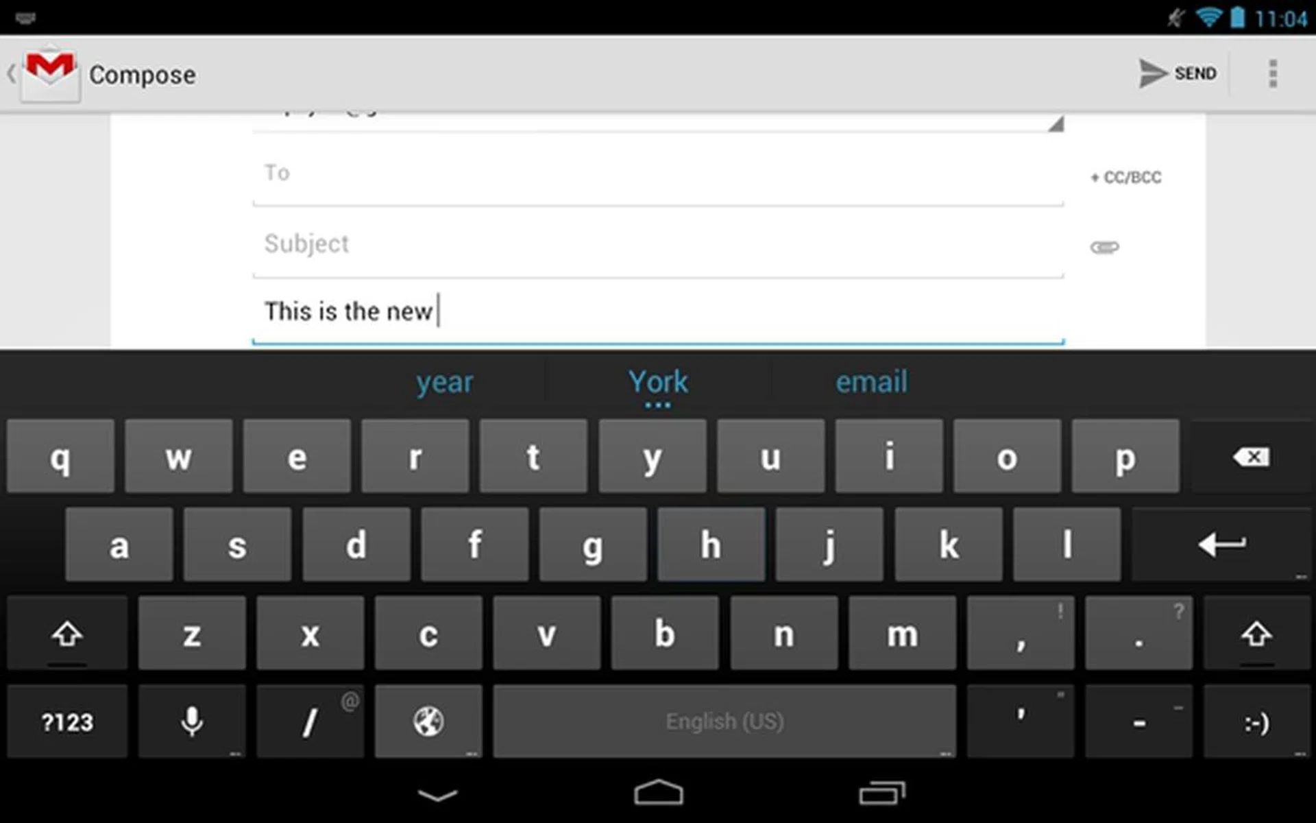 The virtual keyboard in Android 4.1 has a language model that adapts overtime, and goes the extra step in guessing the next word after you hit spacebar.