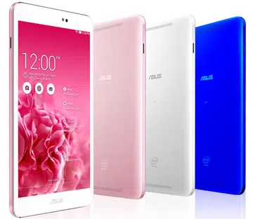 The ASUS MeMO Pad 8 (ME581CL) is available in white, pink and blue. <br> Image source: ASUS