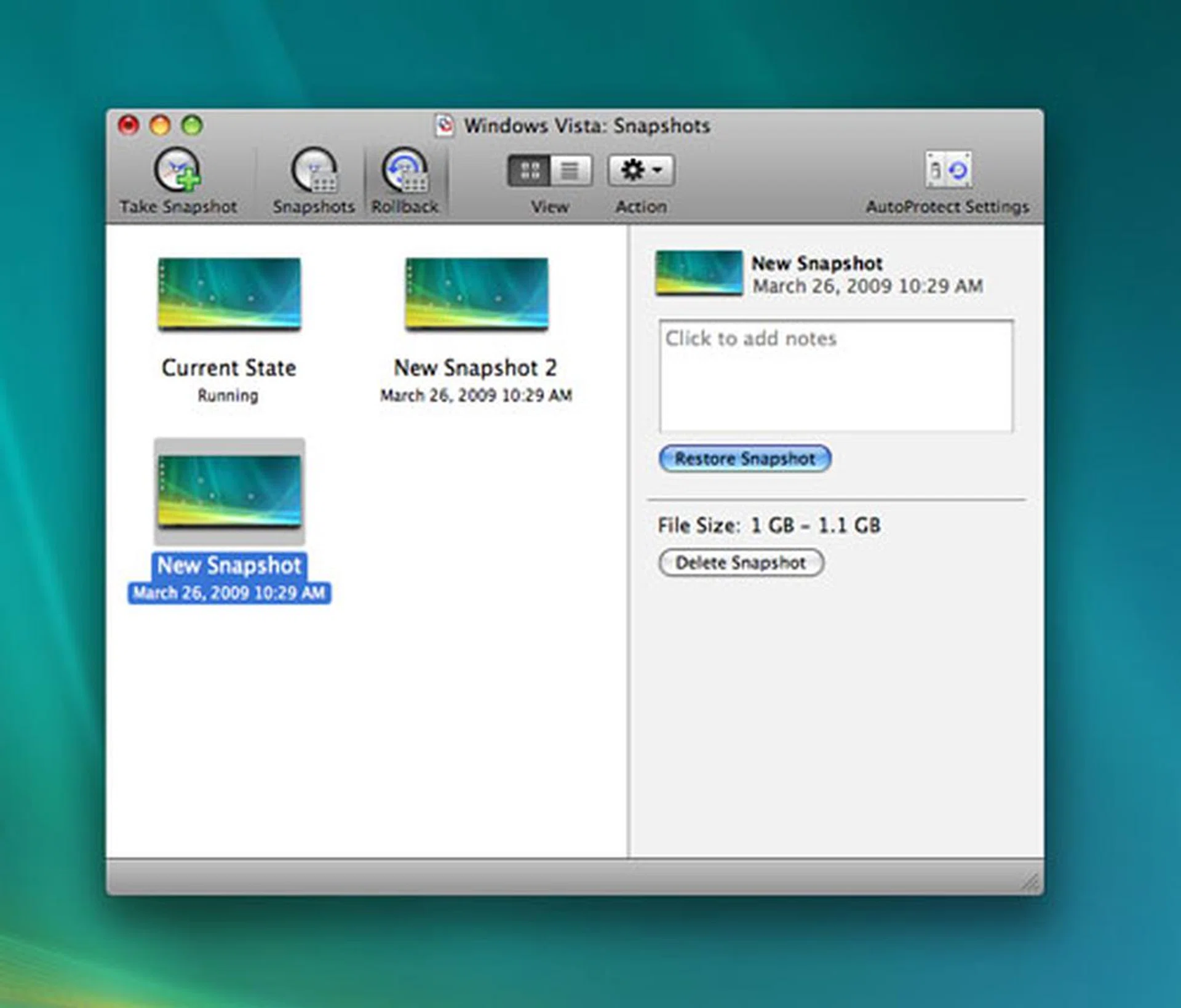 Snapshot has been upgraded on Fusion 2 to allow for multiple copies unlike the single snapshot limitation on version 1. Additionally, you can even set it to automatically grab snapshots on a schedule through the AutoProtect feature.