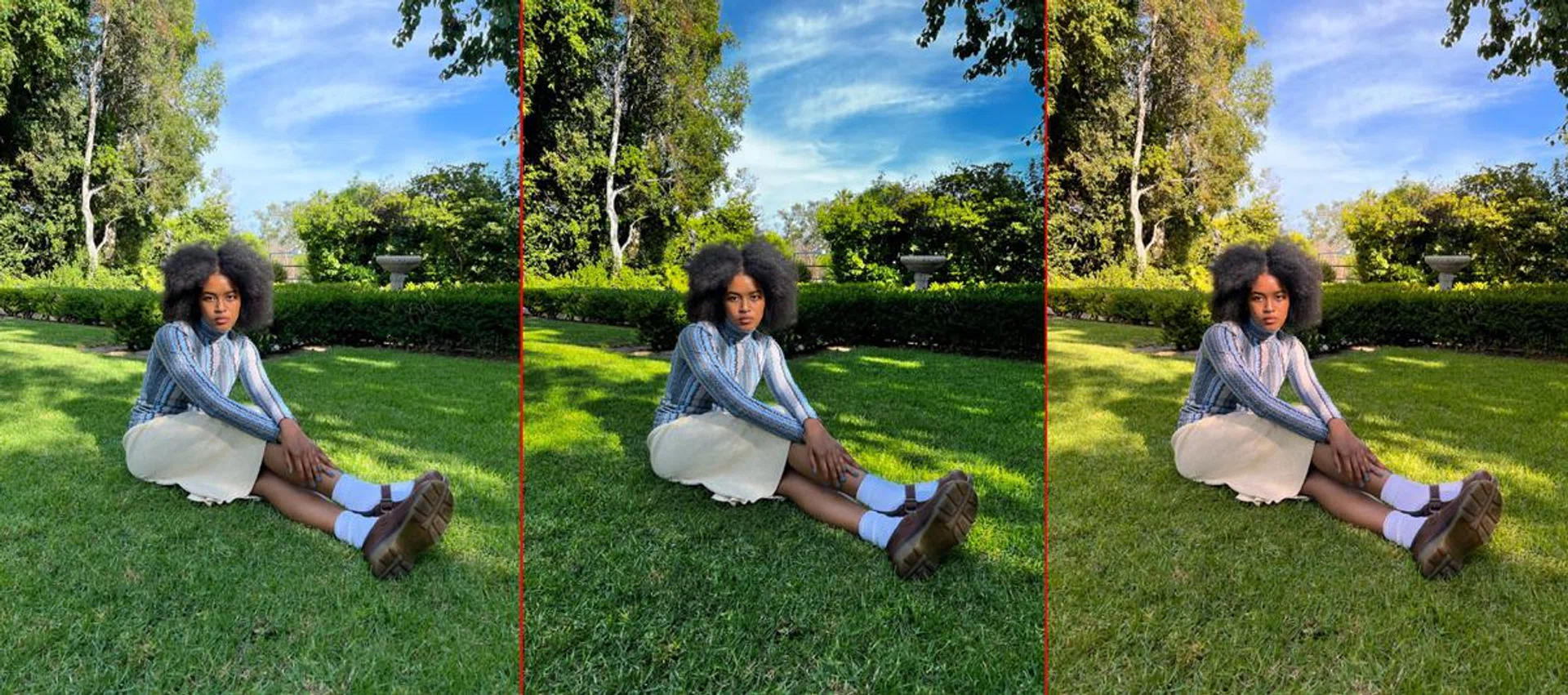 From left to right: Original, Rich Contrast, and Warm. (Image source: Apple)