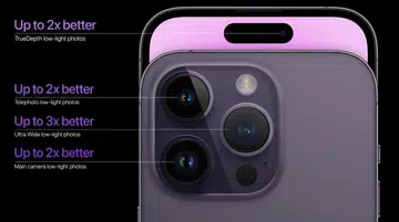 The rear camera layout on the Apple iPhone 14 Pro Max.