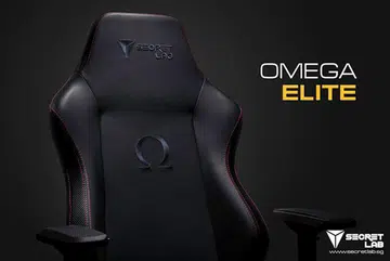 The Omega Elite features a new stealth blue logo stitching. (Image Source: Secretlab)