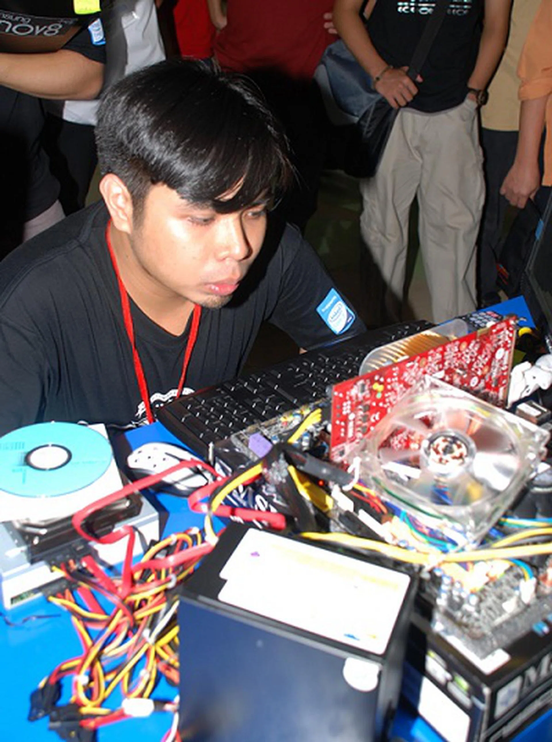  Gil Navarro faced a few hiccups like when we snapped this photo, but soon resolved them to get an overclocked but stable running system.  