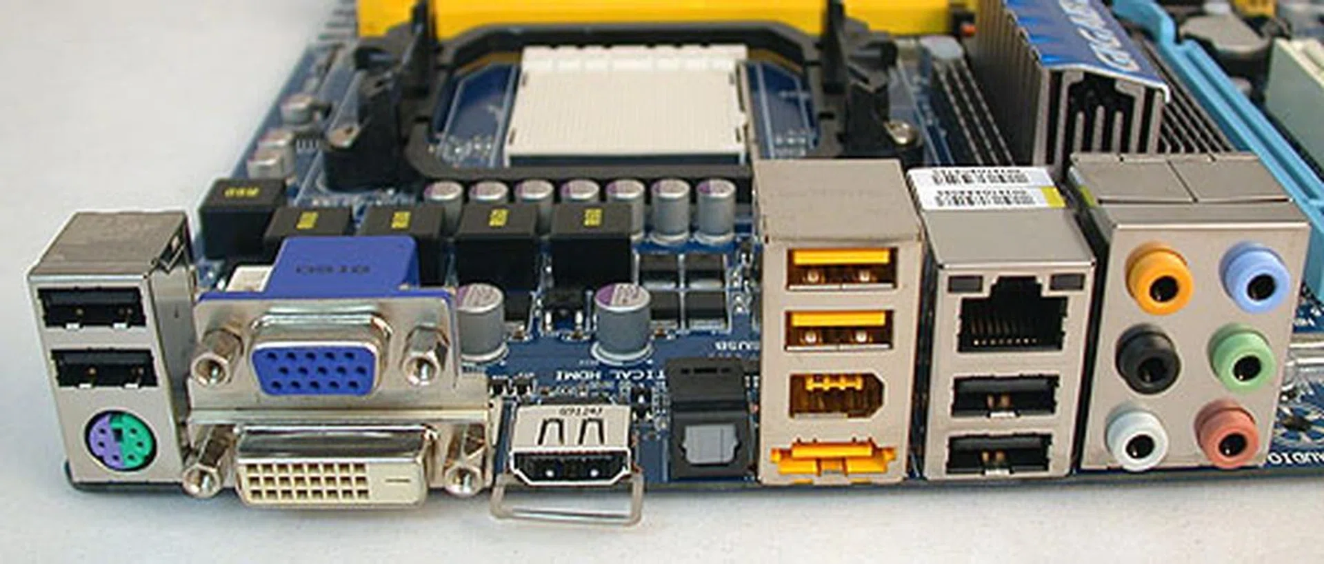 Gigabyte did not completely discard the PS/2 connector like the other two vendors but there's only one combo PS/2 port. The other ports however are mostly similar to what we have seen, eSATA, FireWire, HDMI and S/PDIF among the notable ones.