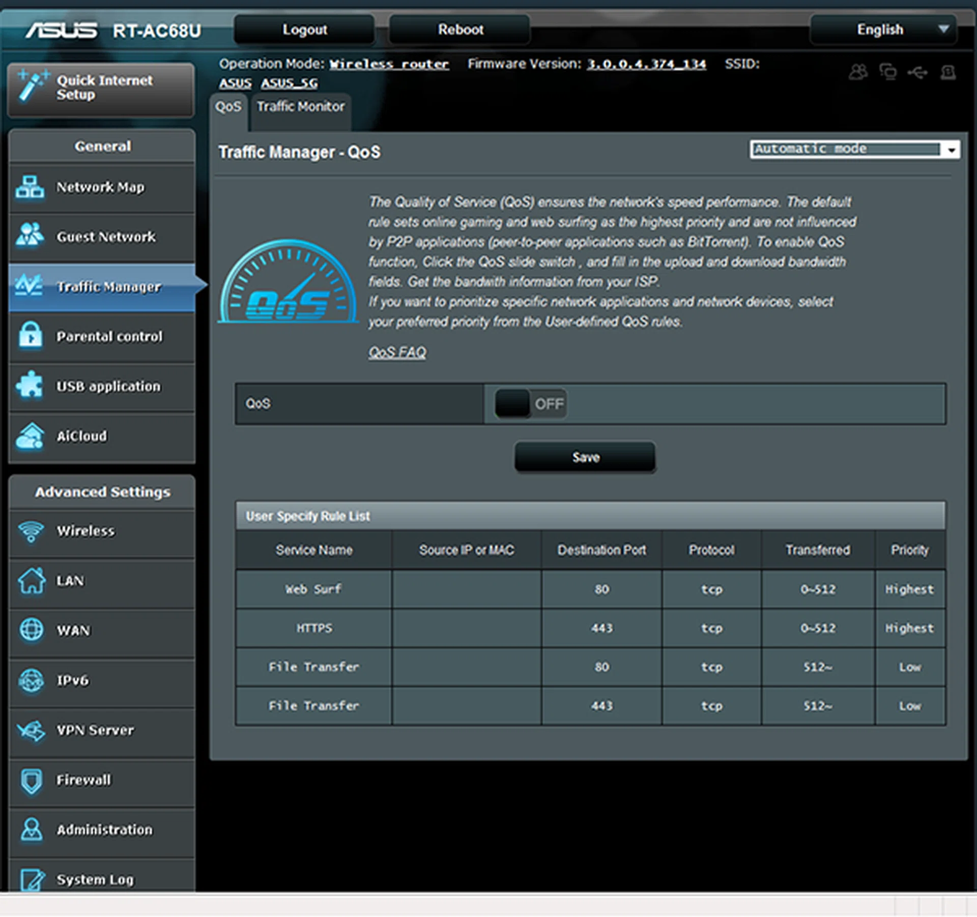 If you engage in a lot of online gaming, the RT-AC68U can prioritize such connections over others, ensuring maximum performance.