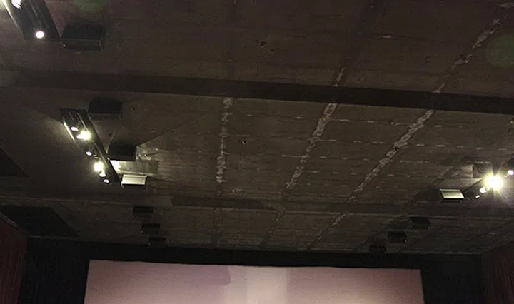 A look at the newly installed overhead speakers in the GVmax theatre.