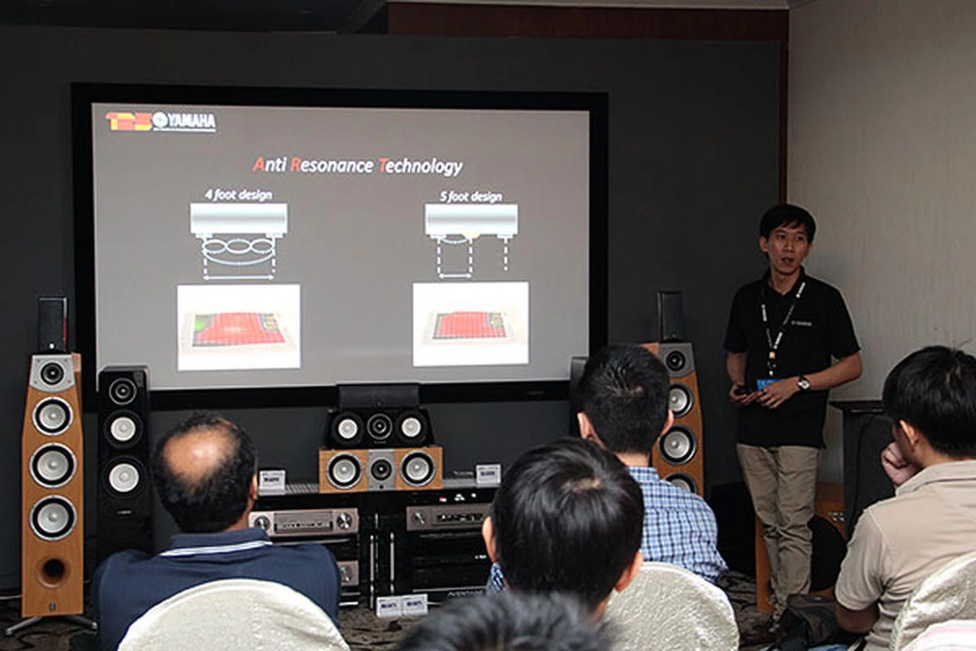 Here's Mr. Alex Low from Yamaha walking through the features of the new Aventage series of AVRs with the audience.