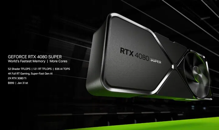 The US$999 headliner is the RTX 4080 Super (Image: NVIDIA).