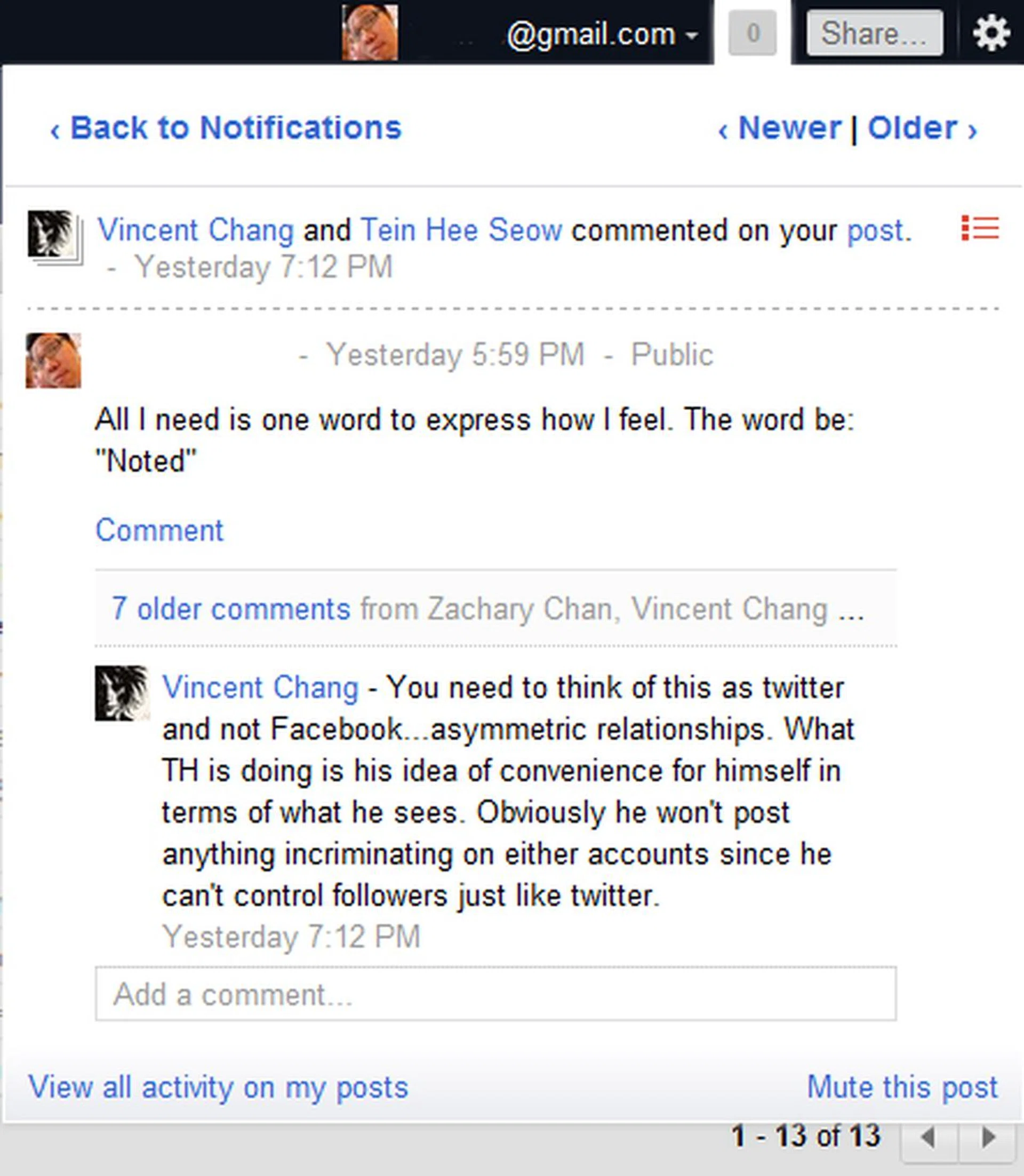 In fact, you can also access the notification and reply to comments even from your Gmail page.