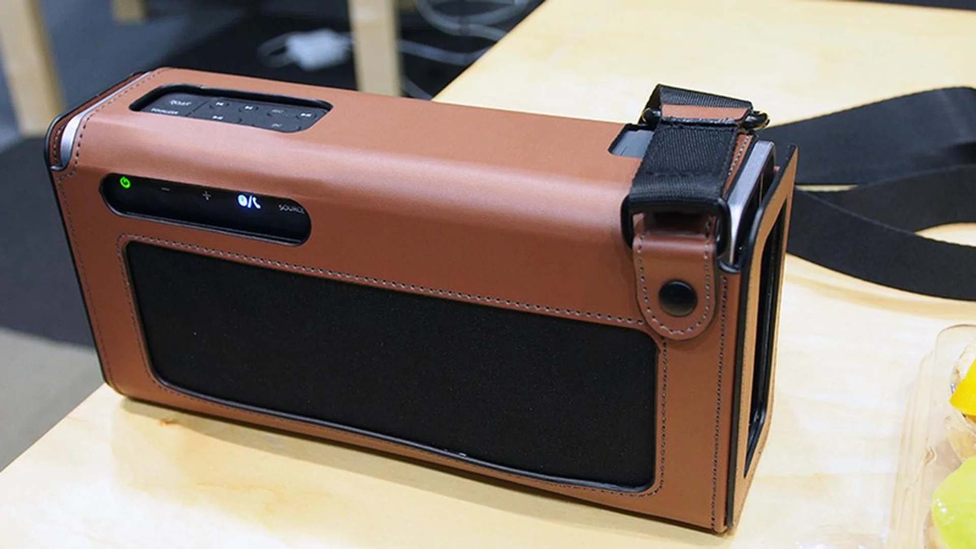 The stylish leatherette carrying case is sold separately.