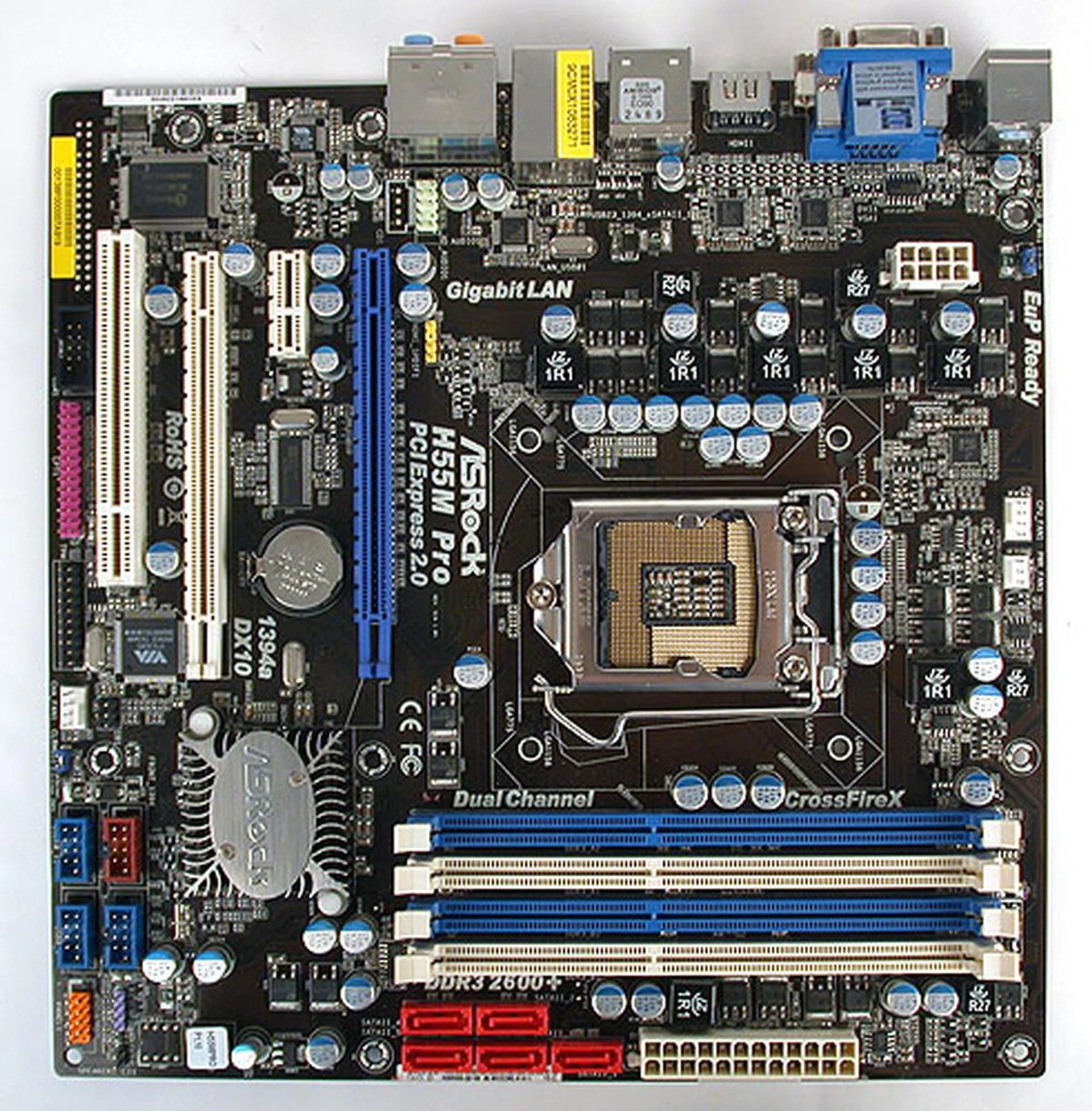 A splash of different colors to denote key elements of the board gives the ASRock a cluttered and messy appearance. 