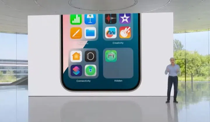 Hidden apps are hidden... in a folder.