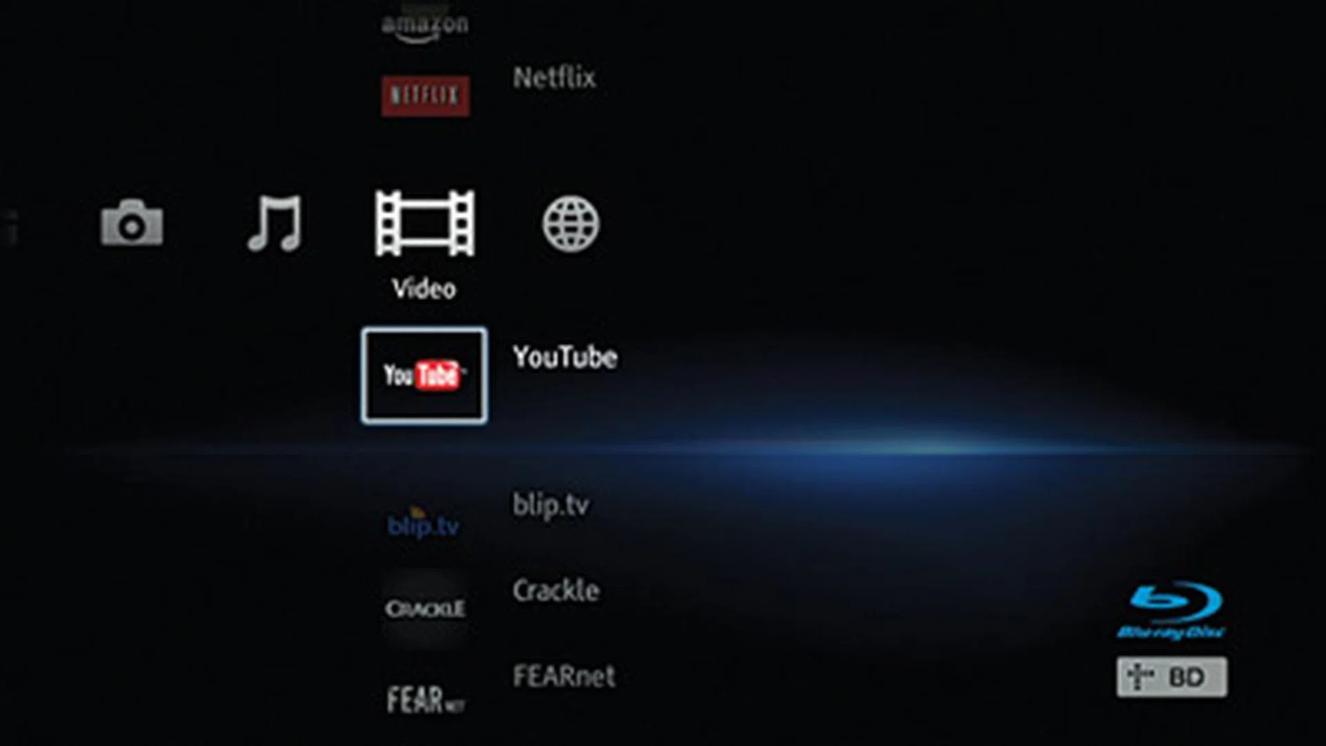 Screenshot of Sony's BRAVIA Internet Video which is available via their new TVs or Blu-ray players. (Image source: Sony)