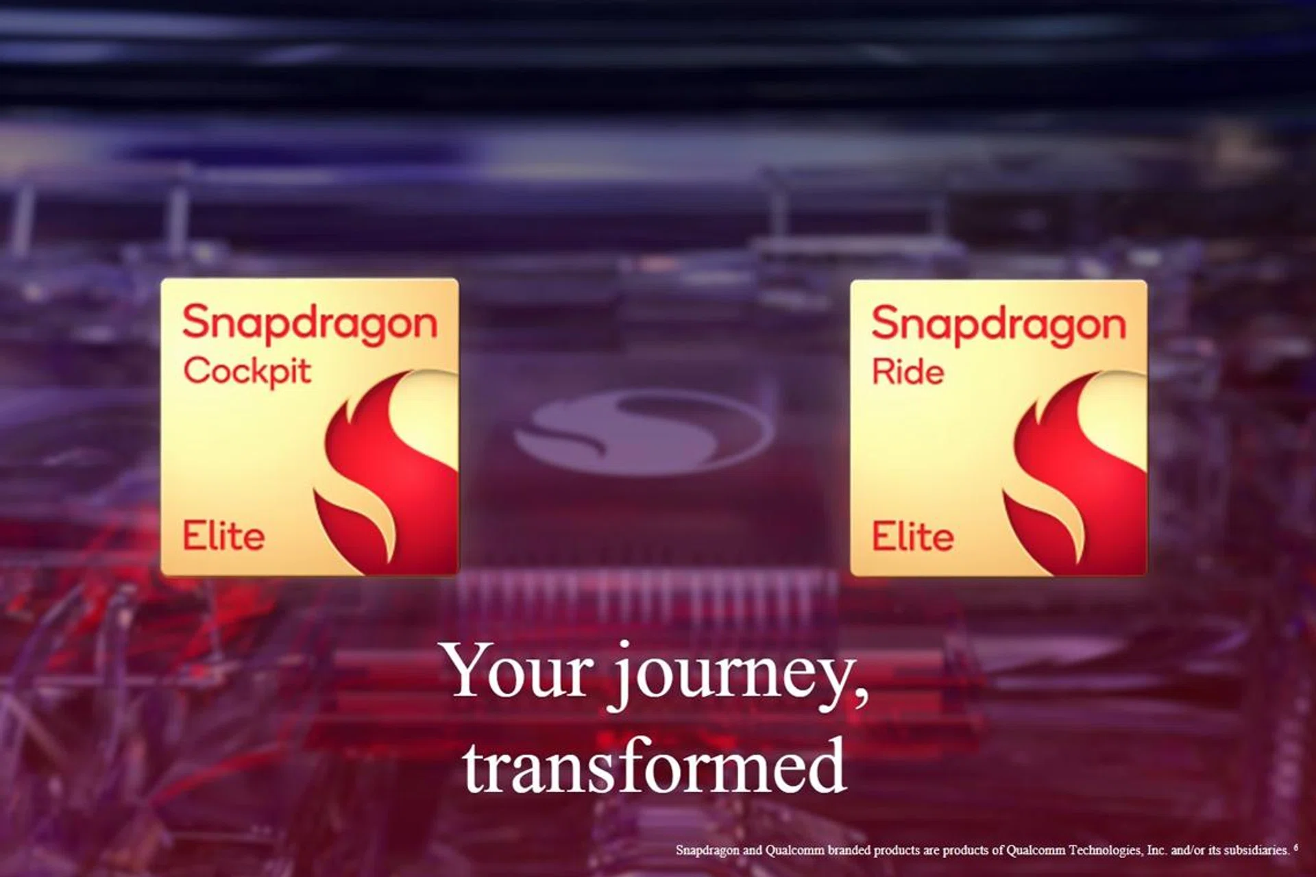 Qualcomm unveils Snapdragon Cockpit Elite (left) and Snapdragon Ride Elite (right). Image: Qualcomm.
